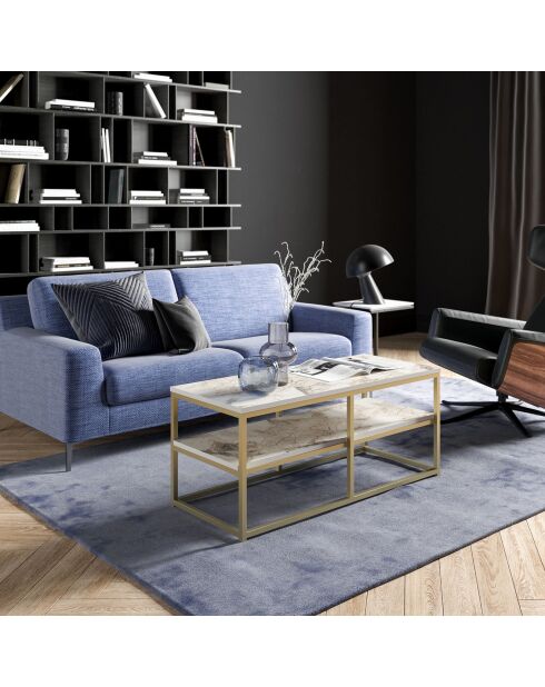 Table basse Forteaus doré/blanc - 110.4x47x52 cm