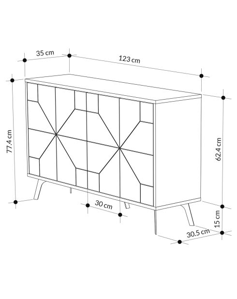 Buffet Dune blanc - 123x62.4x35 cm