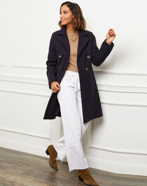 Manteau en Laine mélangée Zoe marine