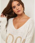 Pull en Laine mélangée Flore blanc