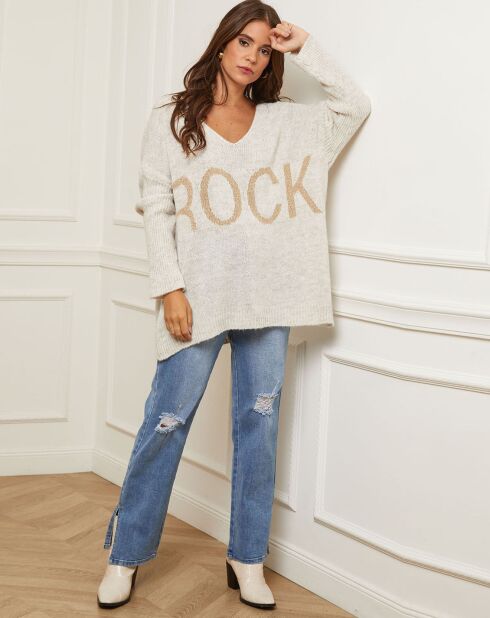 Pull en Laine mélangée Flore blanc
