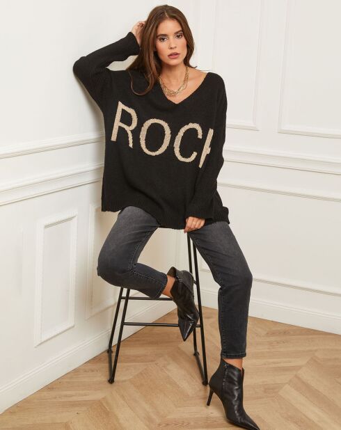 Pull en Laine mélangée Flore noir