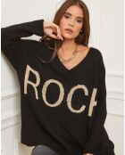 Pull en Laine mélangée Flore noir