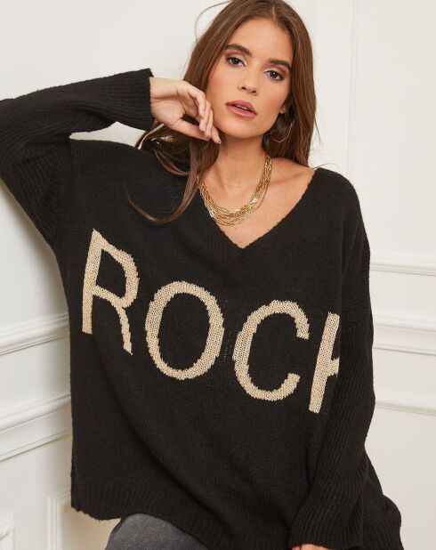 Pull en Laine mélangée Flore noir