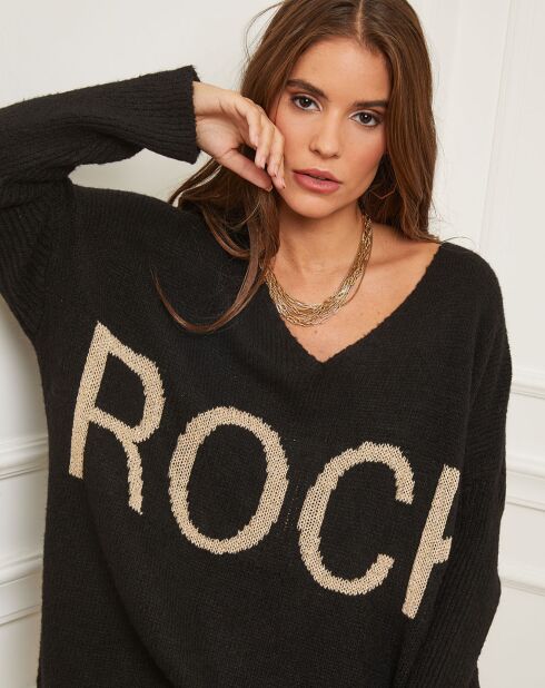Pull en Laine mélangée Flore noir
