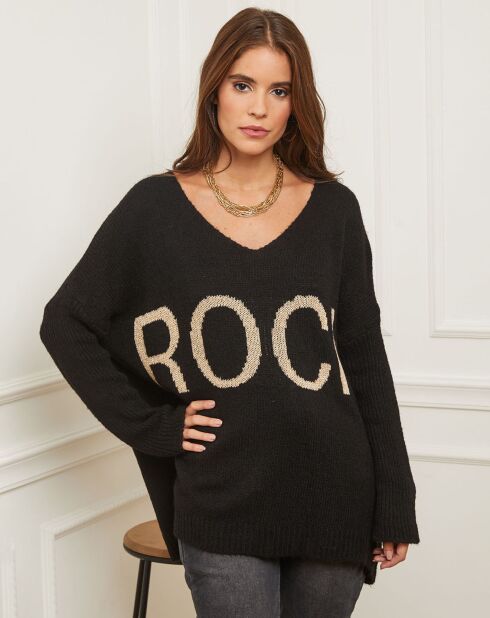 Pull en Laine mélangée Flore noir