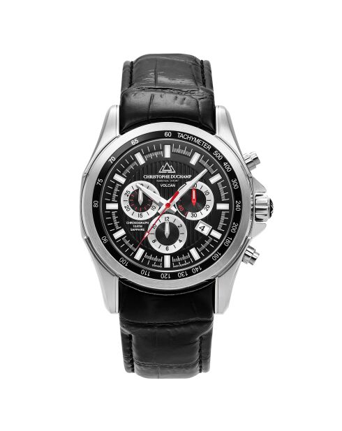 Montre Homme Quartz en Cuir Volcan noire