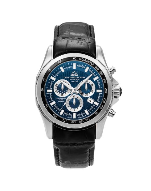 Montre Homme Quartz en Cuir Volcan noire