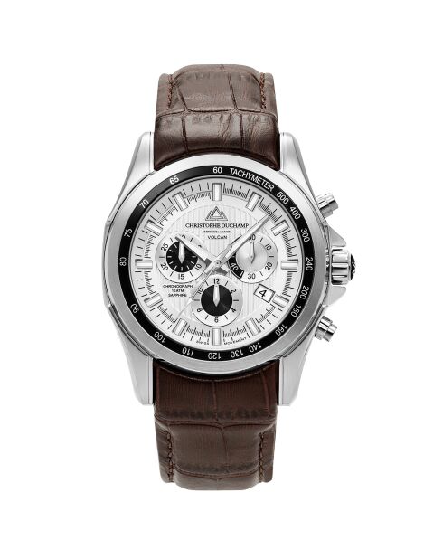 Montre Homme Quartz en Cuir Volcan marron