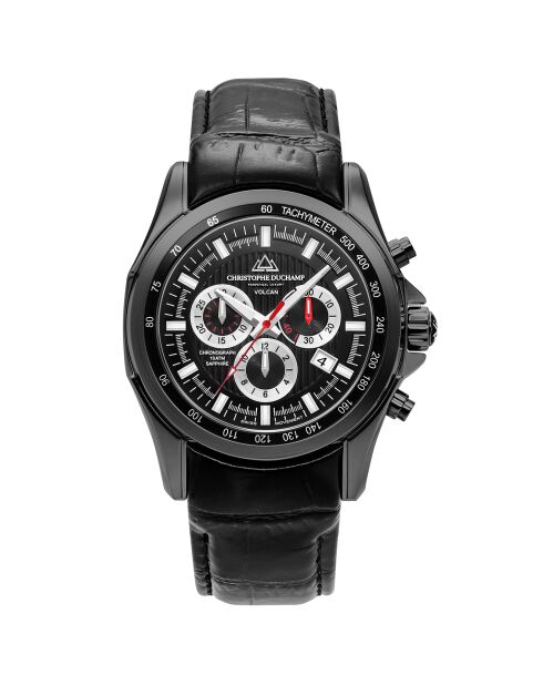 Montre Homme Quartz en Cuir Volcan noire