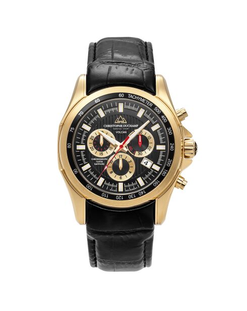 Montre Homme Quartz en Cuir Volcan noire