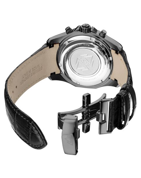 Montre Homme Quartz en Cuir Volcan noire