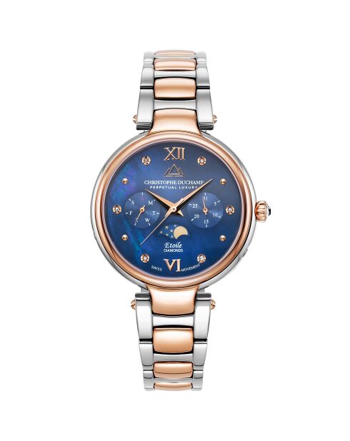 Montre Femme Quartz en Acier Etoile argenté/rose doré