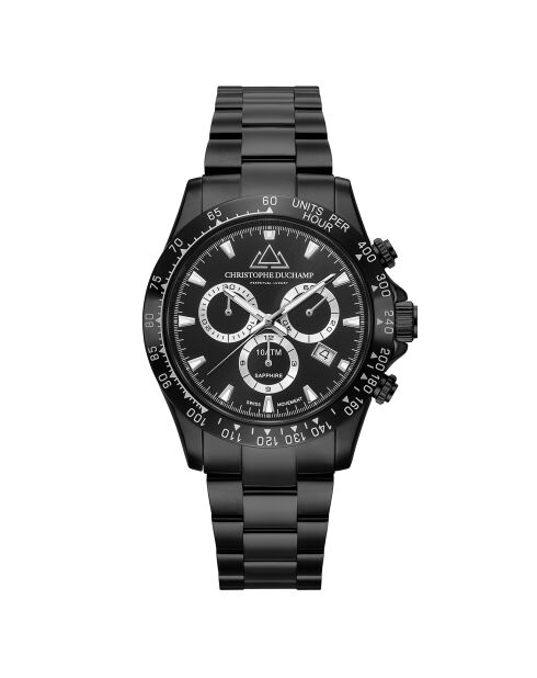 Montre Homme Quartz en Acier Grand Mont noire