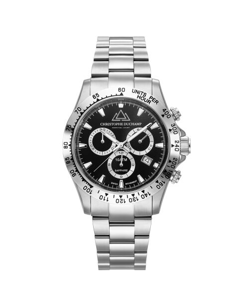 Montre Homme Quartz en Acier Grand Mont argentée