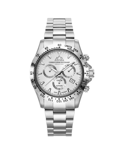 Montre Homme Quartz en Acier Grand Mont argentée