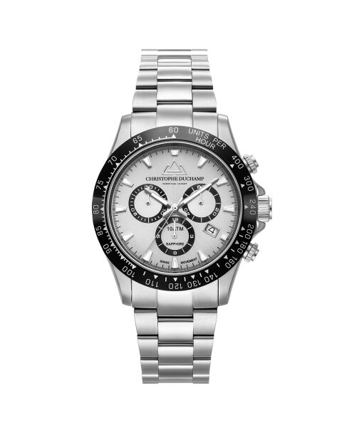 Montre Homme Quartz en Acier Grand Mont argentée