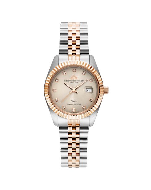 Montre Femme Quartz en Acier Élysées argenté/rose doré