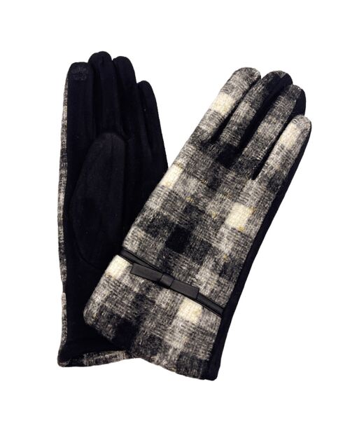 Gants Maude à carreaux noirs