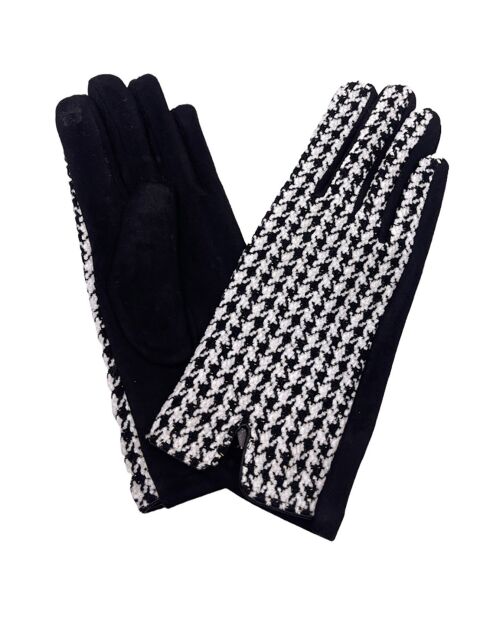 Gants Caroline pied-de-poule blanc/noir