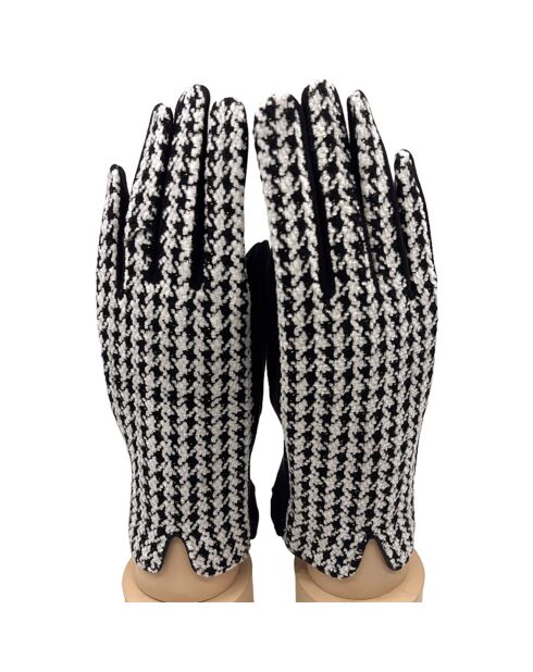 Gants Caroline pied-de-poule blanc/noir