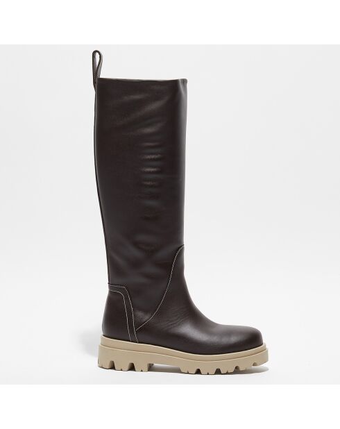 Bottes en Cuir Luna marron foncé