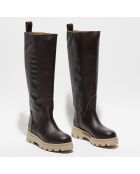 Bottes en Cuir Luna marron foncé