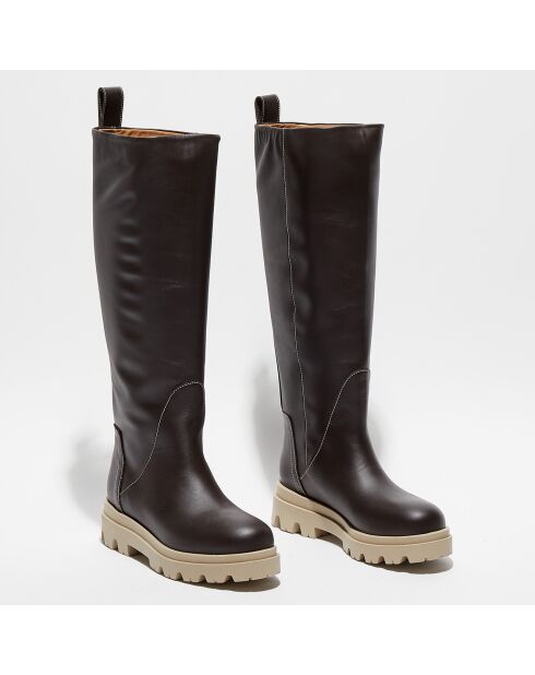 Bottes en Cuir Luna marron foncé