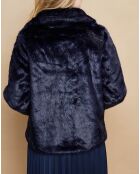 Veste zippée en Fausse Fourrure marine