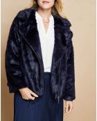 Veste zippée en Fausse Fourrure marine