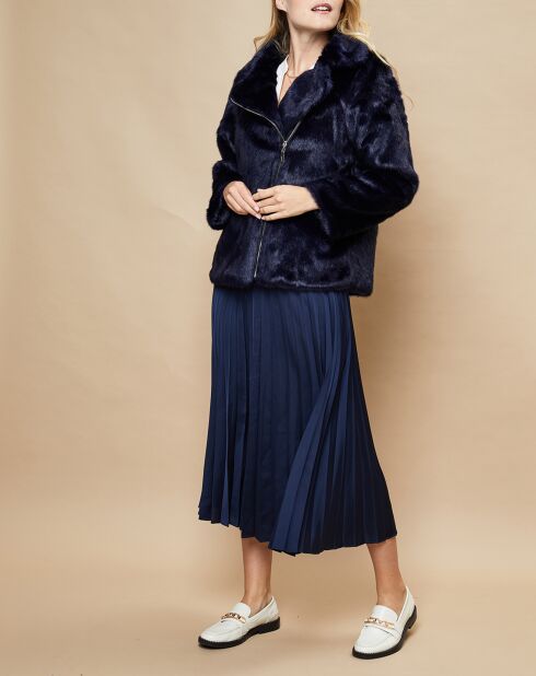Veste zippée en Fausse Fourrure marine