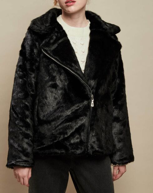 Veste zippée  en Fausse Fourrure noire
