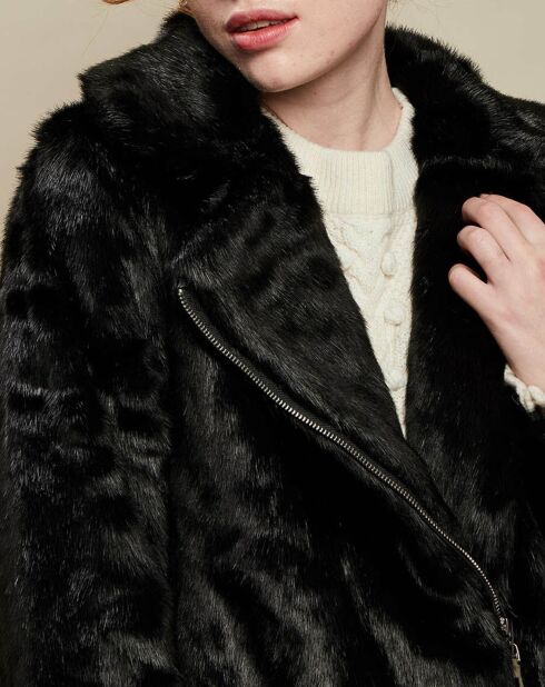Veste zippée  en Fausse Fourrure noire