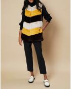 Gilet en Fausse Fourrure Laura tricolore beige/moutarde/marron