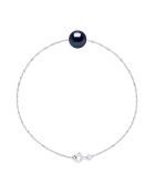 Bracelet Argent Rhodié & Perle de Culture d'Eau Douce traversante ronde noire