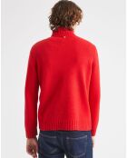 Pull 100% Laine Belouve col roulé rouge