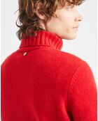 Pull 100% Laine Belouve col roulé rouge