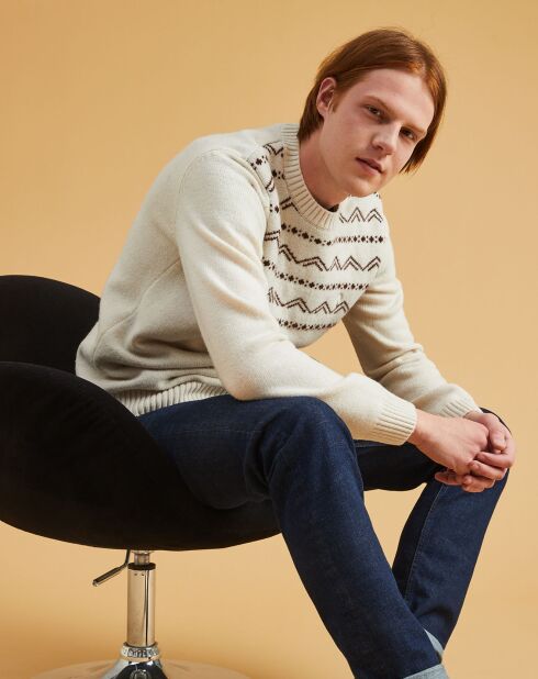 Pull en Laine mélangée Vercors col rond écru