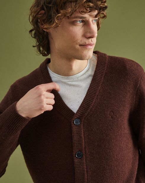 Cardigan 100% Laine Mérinos Chandelais marron