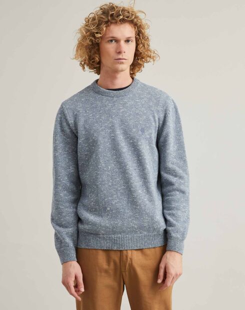 Pull Amboise col rond bleu chiné