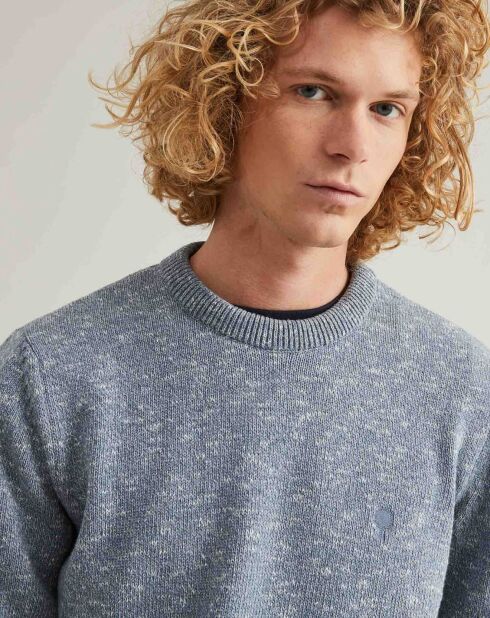 Pull Amboise col rond bleu chiné
