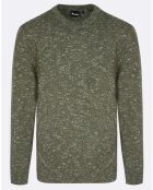 Pull Amboise col rond kaki chiné