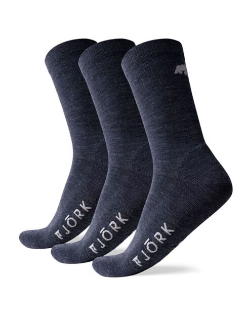 3 paia di calzini blu scuro in misto lana merino dal taglio classico
