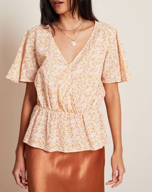 Top Sandro con estampado de capullos rosas