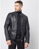 Blouson Biker en Cuir Juda noir