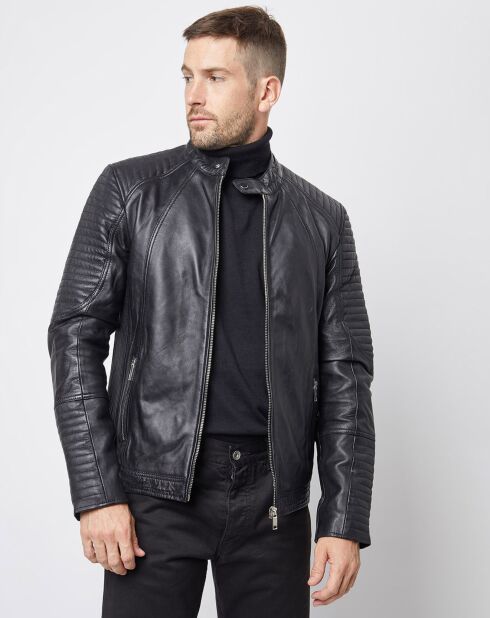 Blouson Biker en Cuir Juda noir