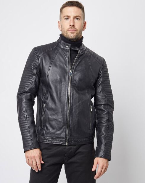 Blouson Biker en Cuir Juda noir