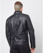 Blouson Biker en Cuir Juda noir