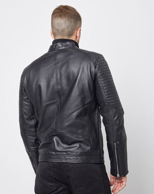 Blouson Biker en Cuir Juda noir