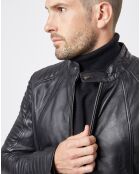 Blouson Biker en Cuir Juda noir